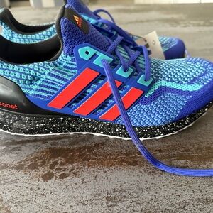 Adidas Blue and Red Running Shoes